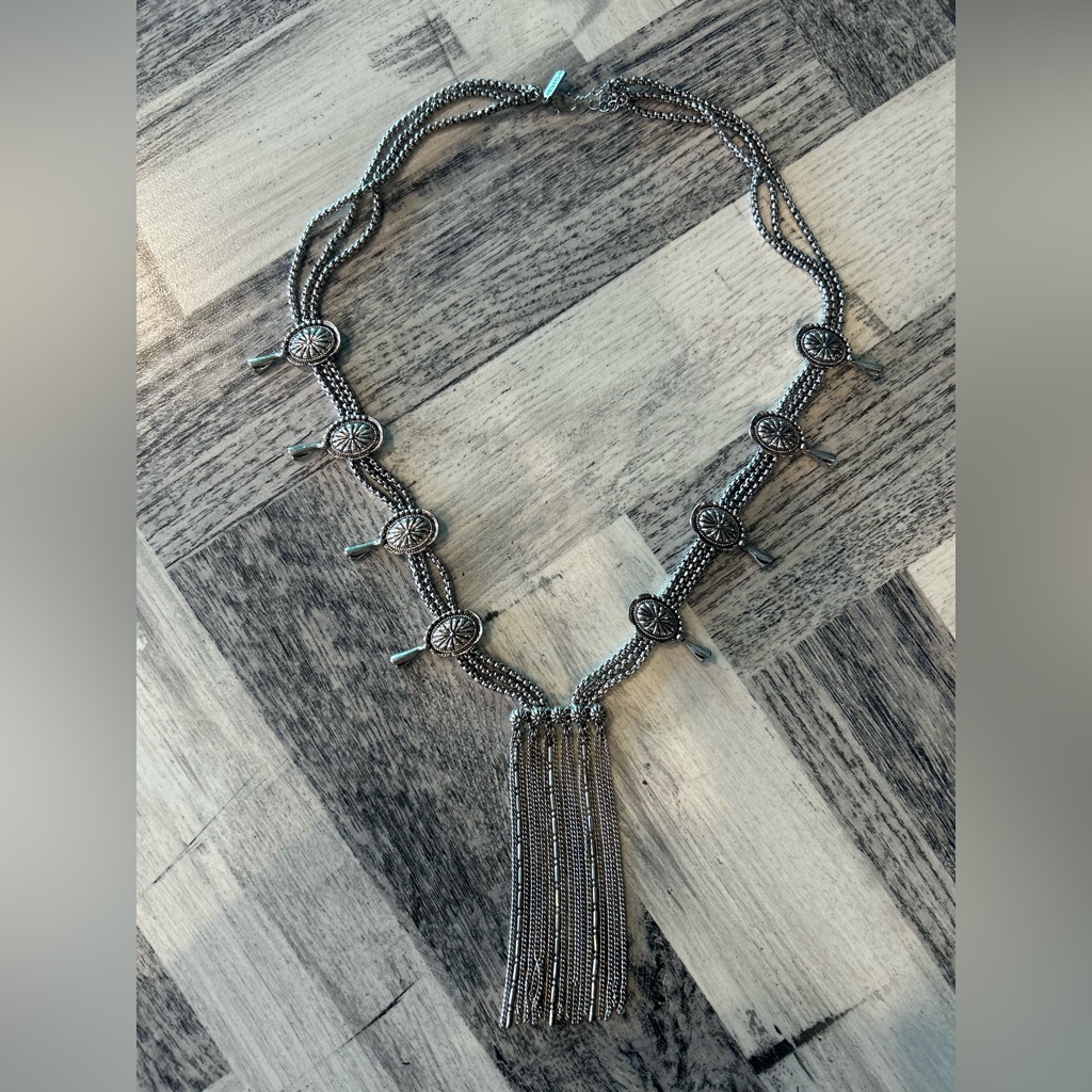 Shyanne Silver Concho Tassel Necklace 11$